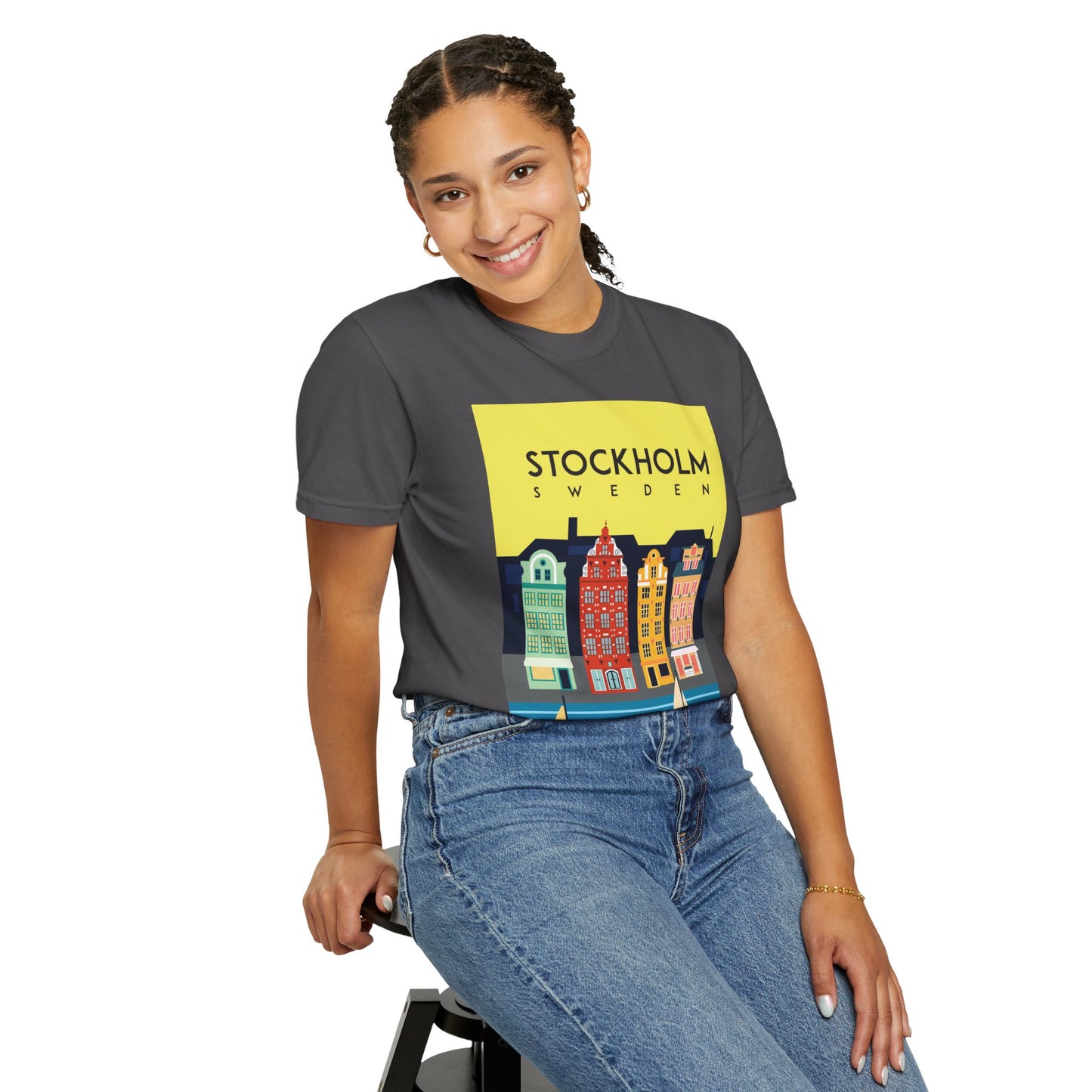 Stockholm Colorful Cityscape T-Shirt | Unisex Casual Tee, Travel Gift, Summer Wear, Urban Style