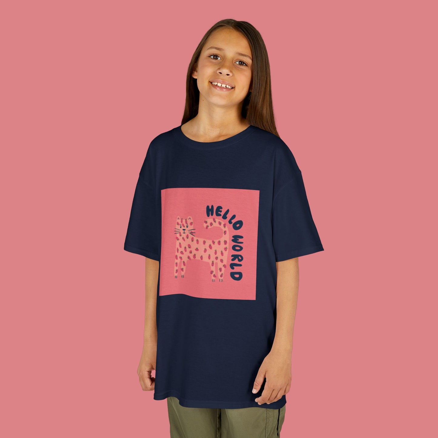 PINK Hello World - Comfortable Kids T-Shirt for Playtime, School Days, Birthday Gifts, Family Events, DIY Projects