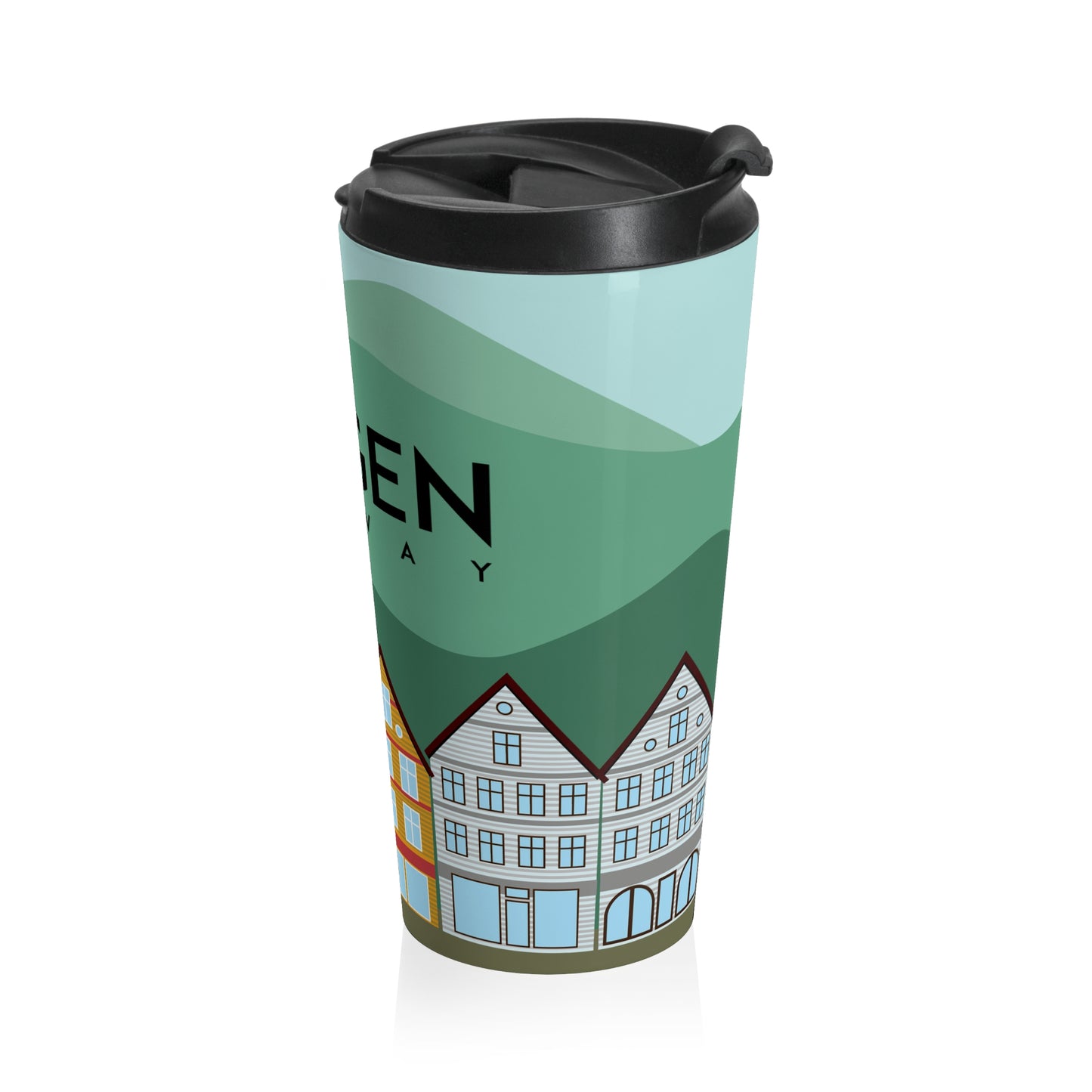Stainless Steel Travel Mug - Bergen Norway Travel Mug for Coffee or Tea