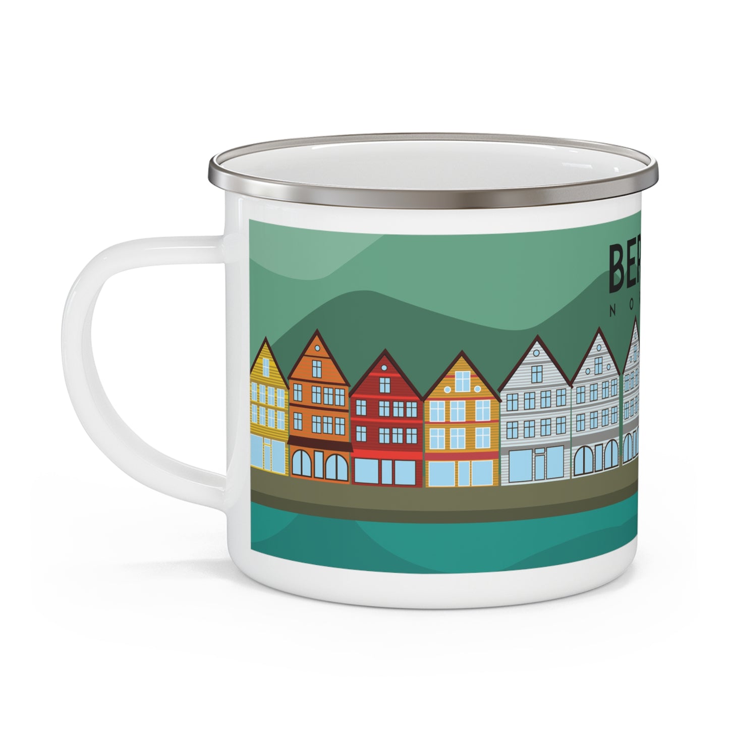 BERGEN Camping Mug with Quirky Design, Outdoor Adventure Mug, Unique Gift for Hikers, Summer Camping Essentials, Ice Me Theme