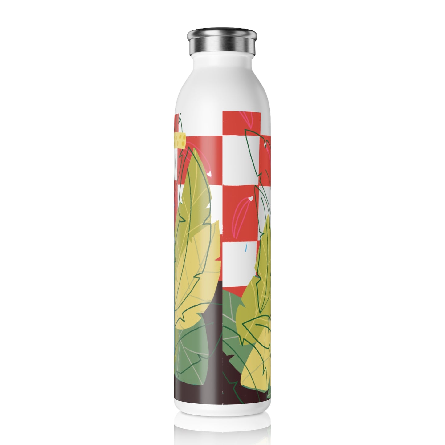 Slim Water Bottle with Fun Banana Juice Design | Eco-Friendly Hydration, Gift for Kids, Summer Vibes, Fitness, Travel Mug