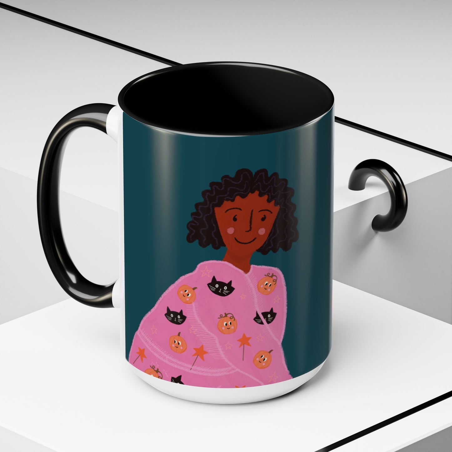 Halloween Girl -Themed Coffee Mug, Cute Gift for Cat Lovers, Perfect for Relaxing Moments, Tea Lover's Essential, Unique Home Decor