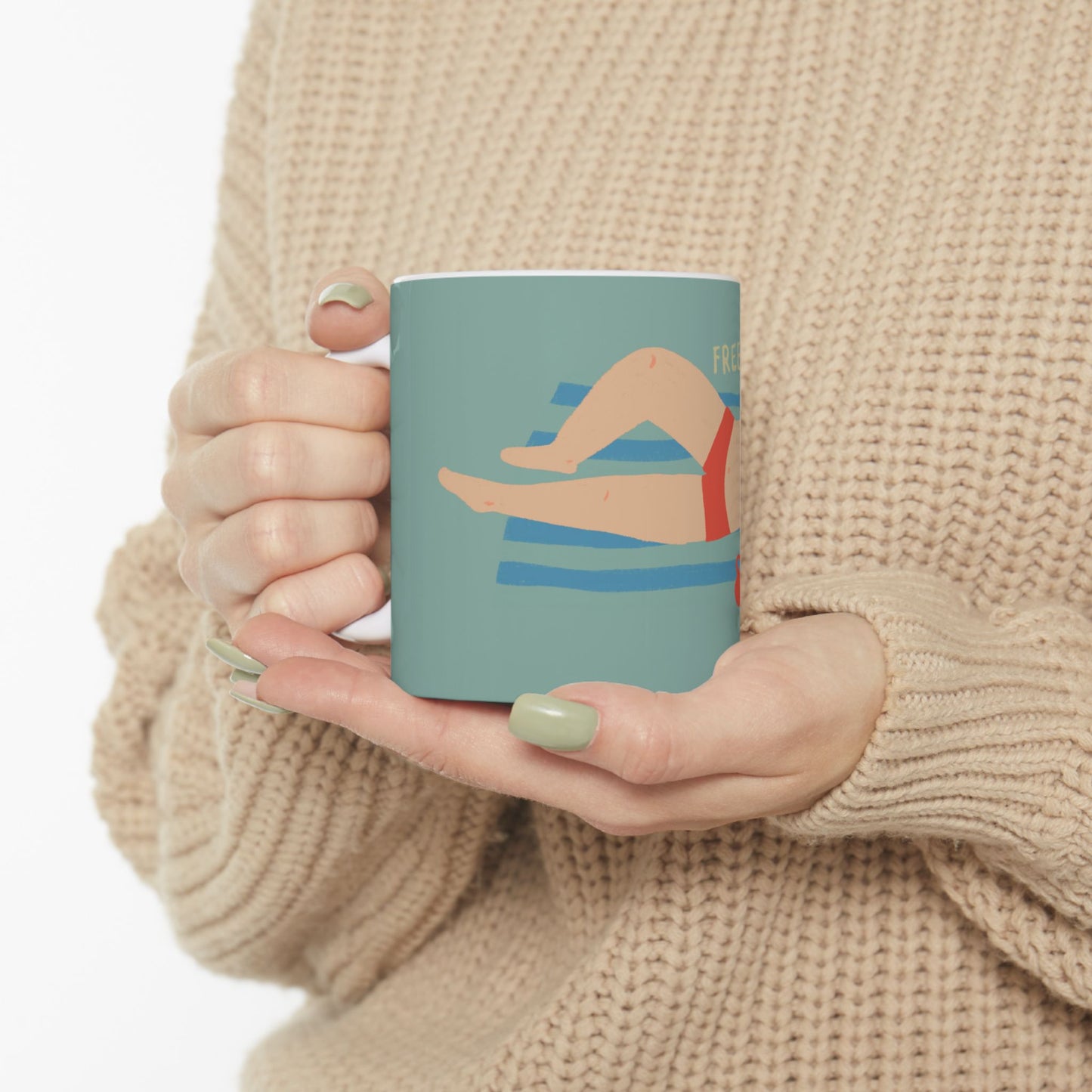 Freedom Summer Ceramic Mug - Chill Vibe Coffee Cup for Paul Lovers, Gift for Beach Days, Poolside Relaxation.