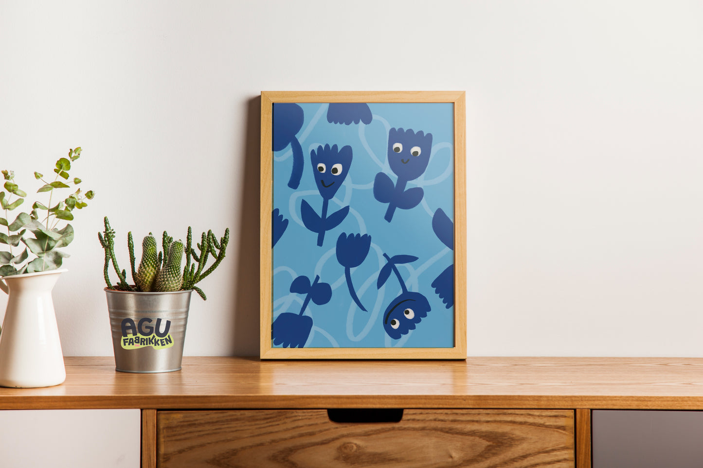 Blue Flowers- Fun Wall Decor, Gift for Foodies, Quirky Kitchen Art, Unique Home Decor, flower Lovers