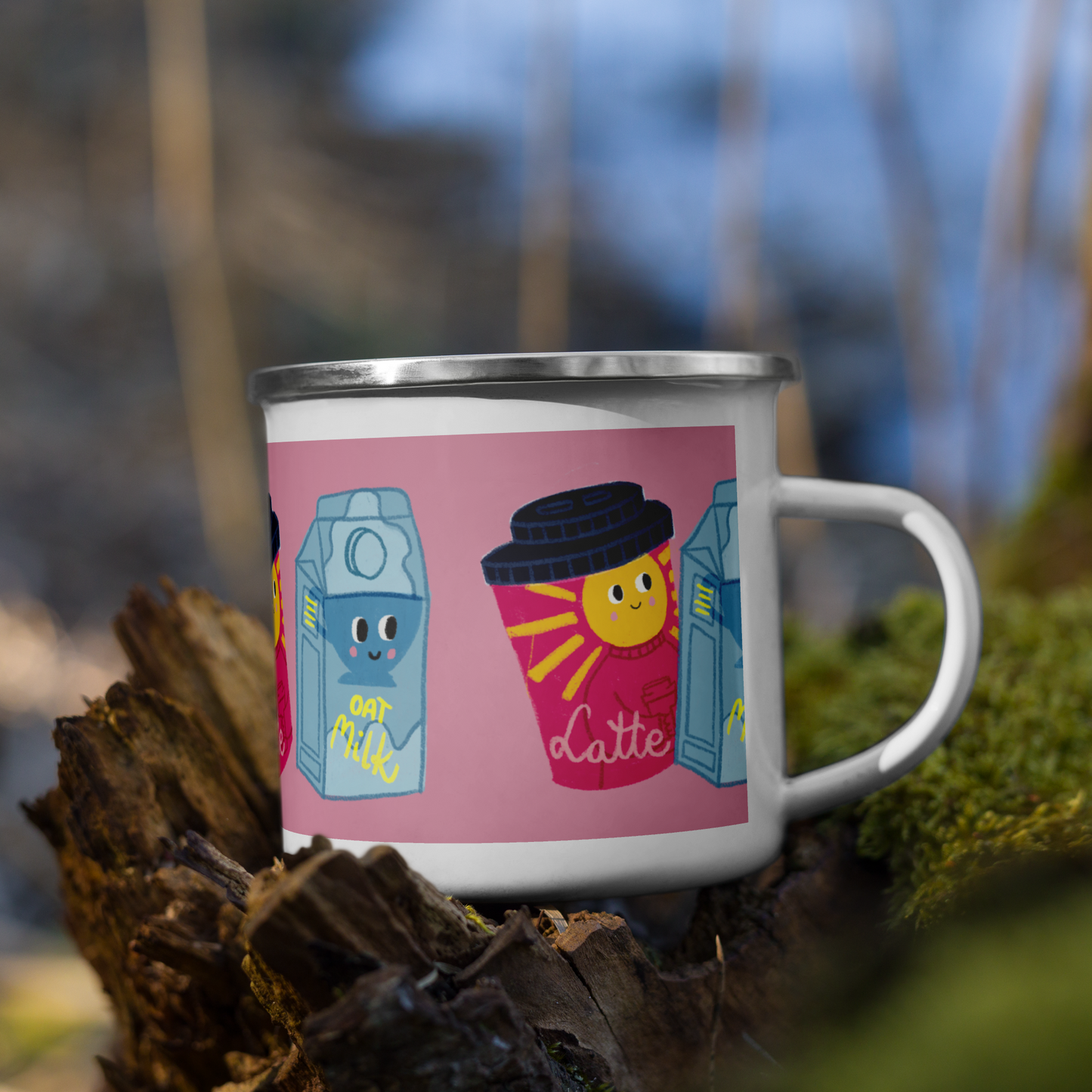 Oat Milk & Latte Enamel Mug