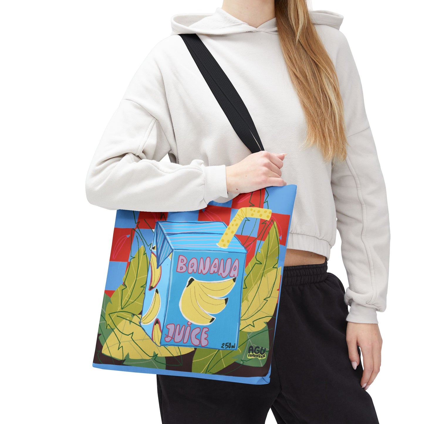 Playful Banana Juice Tote Bag, Fun Reusable Tote, Summer Beach Bag, Cute Grocery Bag, Eco-Friendly Shopping Tote