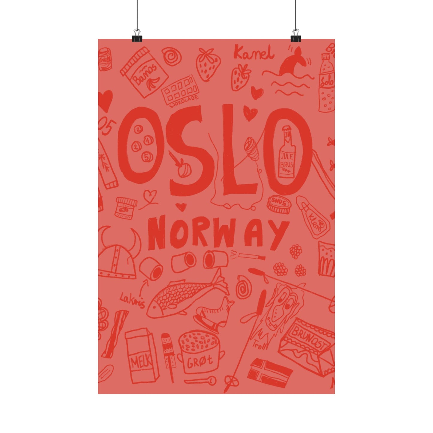 Pink Oslo Norway, Vertical Posters - Fun Wall Decor, Gift for Foodies, Quirky Kitchen Art, Unique Home Decor, Pickle Lovers