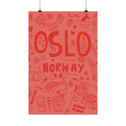 Pink Oslo Norway, Vertical Posters - Fun Wall Decor, Gift for Foodies, Quirky Kitchen Art, Unique Home Decor, Pickle Lovers