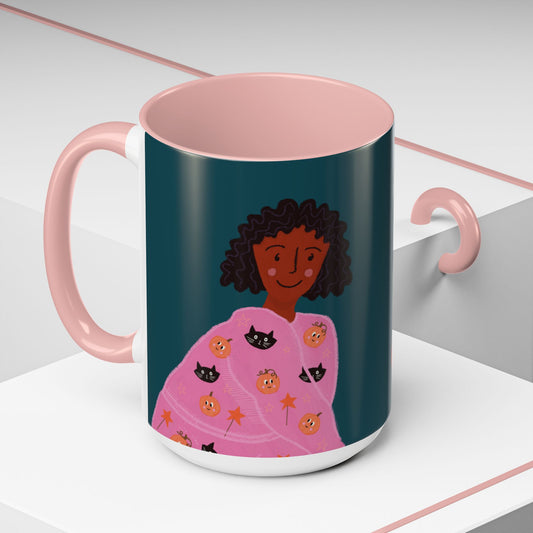Halloween Girl -Themed Coffee Mug, Cute Gift for Cat Lovers, Perfect for Relaxing Moments, Tea Lover's Essential, Unique Home Decor