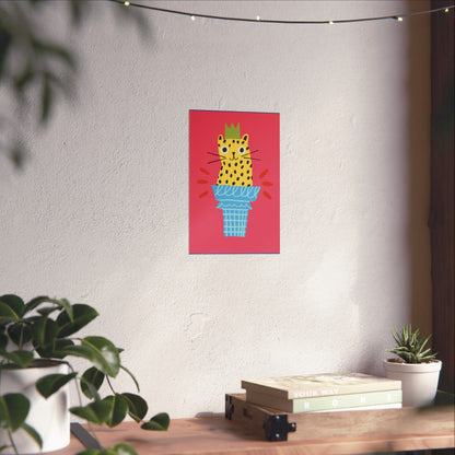 Ice Cream Cat - Vertical Posters - Fun Wall Decor, Gift for Foodies, Quirky Kitchen Art, Unique Home Decor, Pickle Lovers