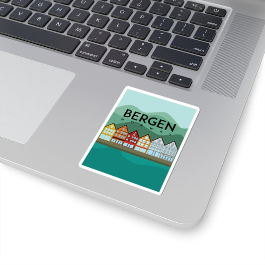 Bergen Travel Kiss-Cut Stickers, Colorful City Art, Perfect for Laptops, Journals, Gifts, Home Decor