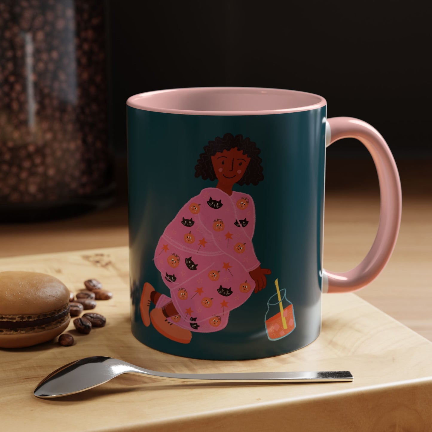Halloween Girl -Themed Coffee Mug, Cute Gift for Cat Lovers, Perfect for Relaxing Moments, Tea Lover's Essential, Unique Home Decor