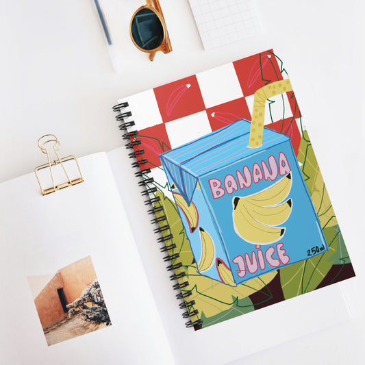 Banana juice Spiral Notebook - Self-Care Journal, Cute Stationery, Gift for Her, Inspirational Writing, Personal Growth Diary