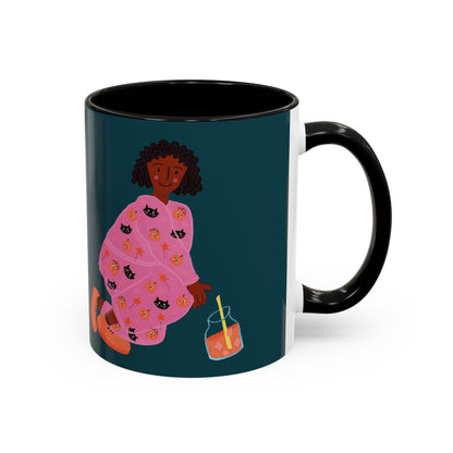 Halloween Girl -Themed Coffee Mug, Cute Gift for Cat Lovers, Perfect for Relaxing Moments, Tea Lover's Essential, Unique Home Decor