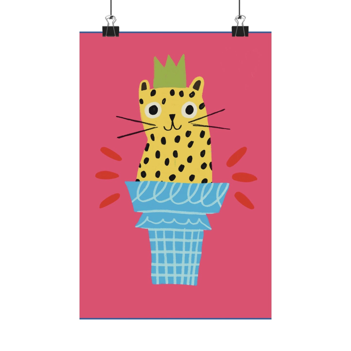 Ice Cream Cat - Vertical Posters - Fun Wall Decor, Gift for Foodies, Quirky Kitchen Art, Unique Home Decor, Pickle Lovers