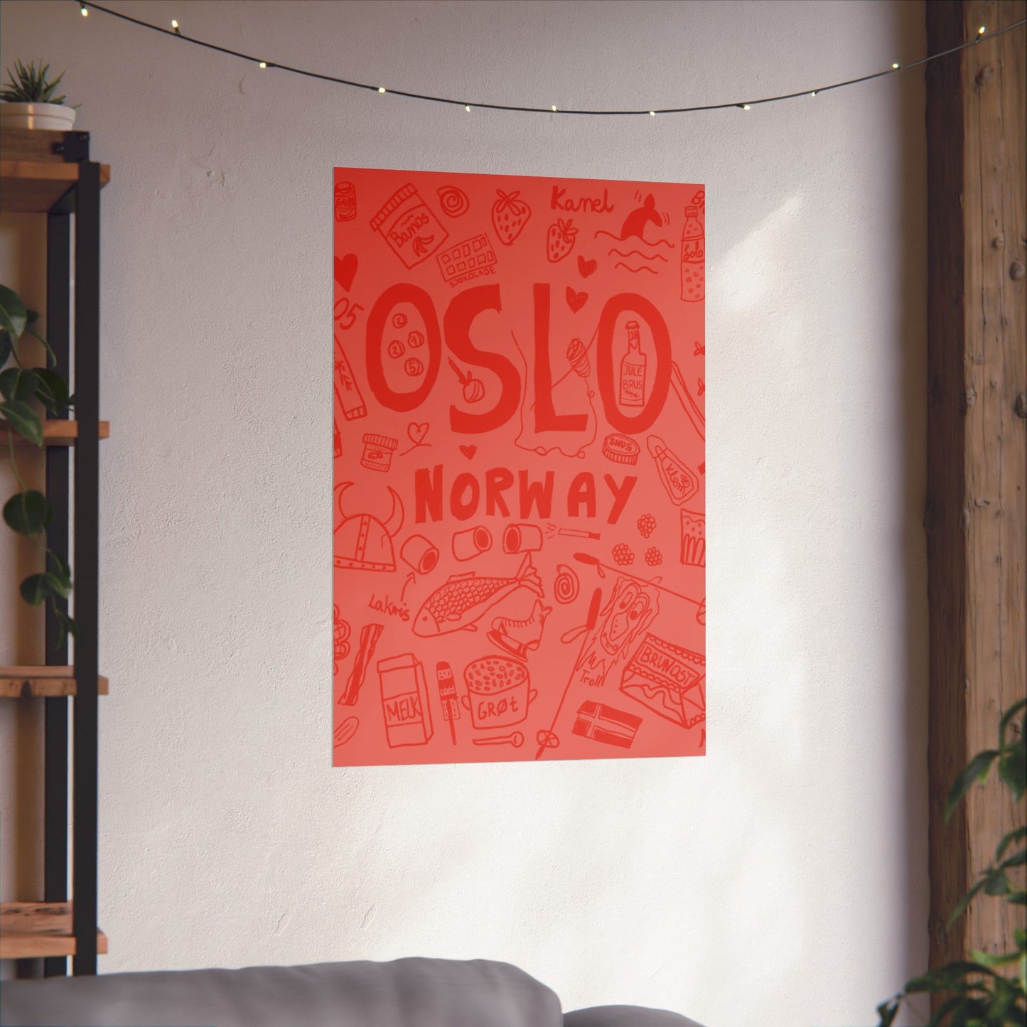 Pink Oslo Norway, Vertical Posters - Fun Wall Decor, Gift for Foodies, Quirky Kitchen Art, Unique Home Decor, Pickle Lovers