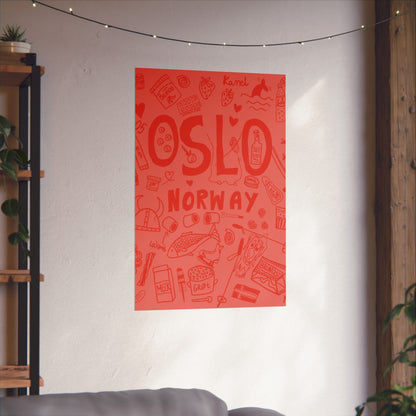 Pink Oslo Norway, Vertical Posters - Fun Wall Decor, Gift for Foodies, Quirky Kitchen Art, Unique Home Decor, Pickle Lovers