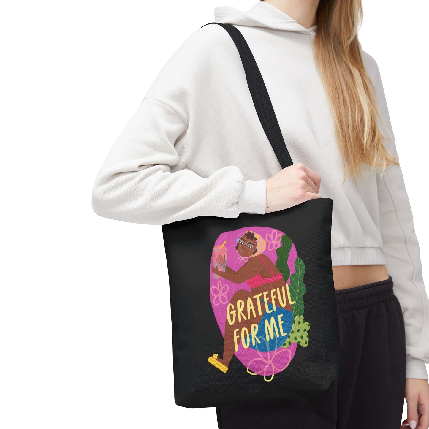 Grateful for Me Tote Bag, Fun Reusable Tote, Summer Beach Bag, Cute Grocery Bag, Eco-Friendly Shopping Tote