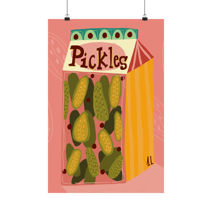 Artistic Pickle Vertical Posters - Fun Wall Decor, Gift for Foodies, Quirky Kitchen Art, Unique Home Decor, Pickle Lovers