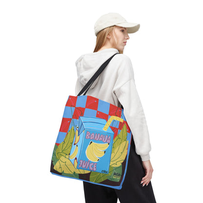 Playful Banana Juice Tote Bag, Fun Reusable Tote, Summer Beach Bag, Cute Grocery Bag, Eco-Friendly Shopping Tote