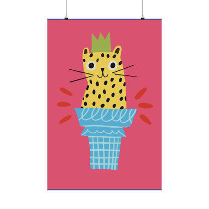 Ice Cream Cat - Vertical Posters - Fun Wall Decor, Gift for Foodies, Quirky Kitchen Art, Unique Home Decor, Pickle Lovers