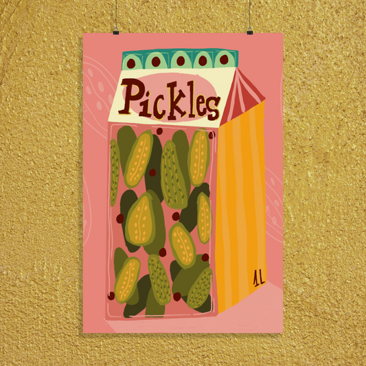 Artistic Pickle Vertical Posters - Fun Wall Decor, Gift for Foodies, Quirky Kitchen Art, Unique Home Decor, Pickle Lovers