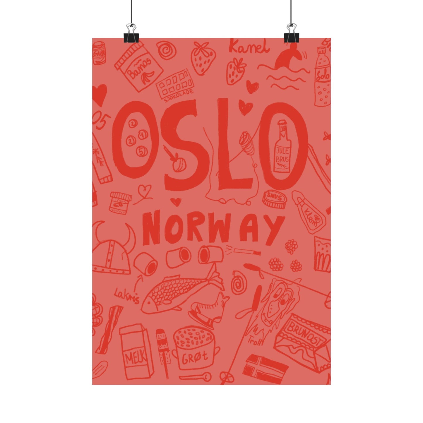 Pink Oslo Norway, Vertical Posters - Fun Wall Decor, Gift for Foodies, Quirky Kitchen Art, Unique Home Decor, Pickle Lovers