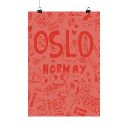 Pink Oslo Norway, Vertical Posters - Fun Wall Decor, Gift for Foodies, Quirky Kitchen Art, Unique Home Decor, Pickle Lovers