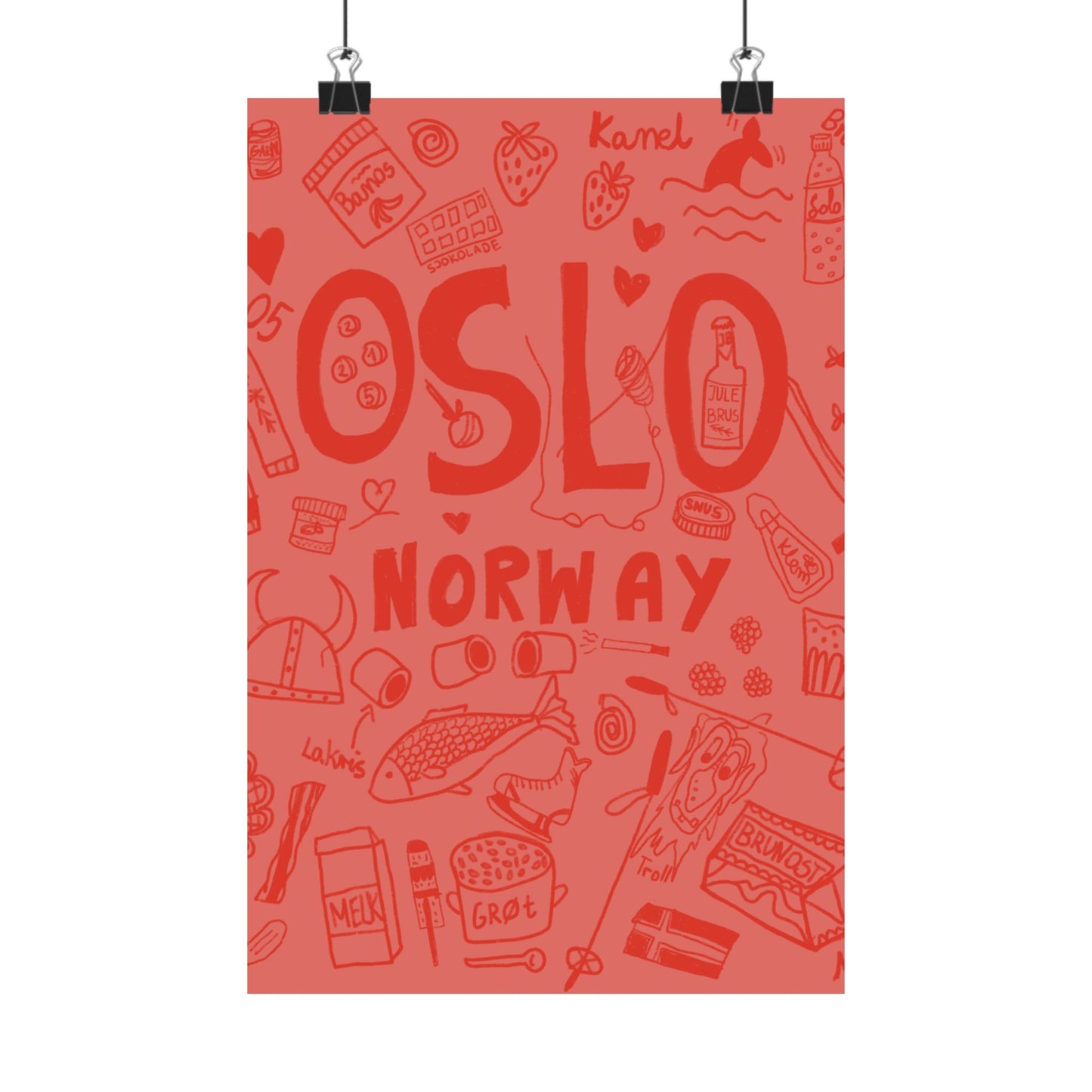 Pink Oslo Norway, Vertical Posters - Fun Wall Decor, Gift for Foodies, Quirky Kitchen Art, Unique Home Decor, Pickle Lovers