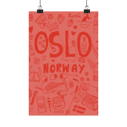 Pink Oslo Norway, Vertical Posters - Fun Wall Decor, Gift for Foodies, Quirky Kitchen Art, Unique Home Decor, Pickle Lovers