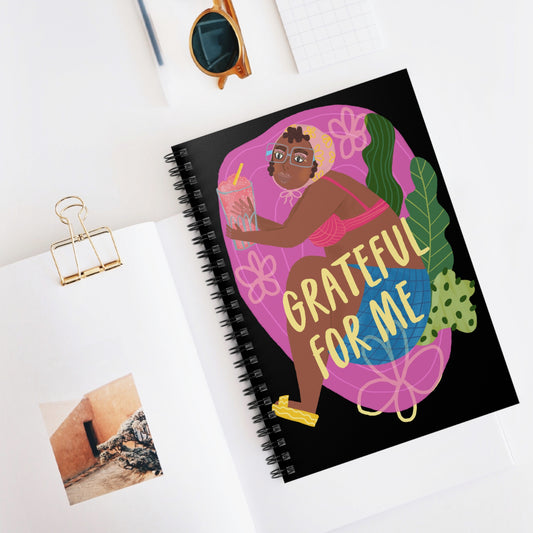 Grateful For Me Spiral Notebook - Self-Care Journal, Cute Stationery, Gift for Her, Inspirational Writing, Personal Growth Diary