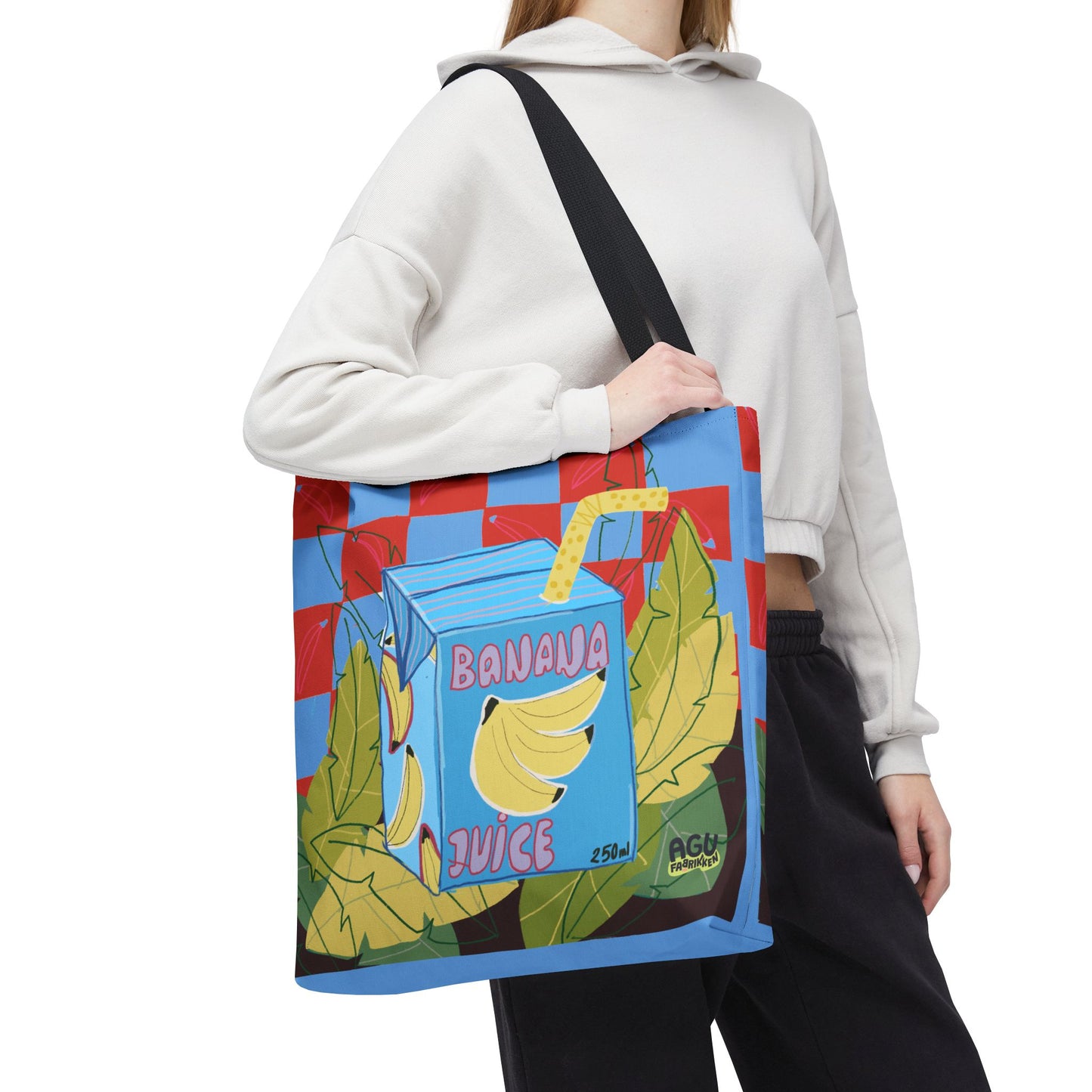 Playful Banana Juice Tote Bag, Fun Reusable Tote, Summer Beach Bag, Cute Grocery Bag, Eco-Friendly Shopping Tote