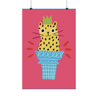 Ice Cream Cat - Vertical Posters - Fun Wall Decor, Gift for Foodies, Quirky Kitchen Art, Unique Home Decor, Pickle Lovers
