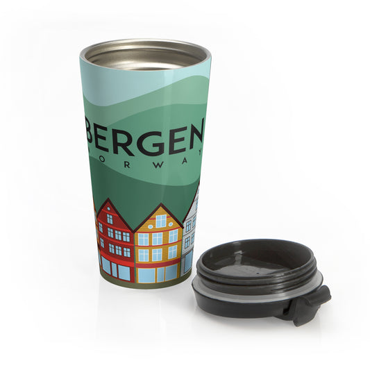 Stainless Steel Travel Mug - Bergen Norway Travel Mug for Coffee or Tea