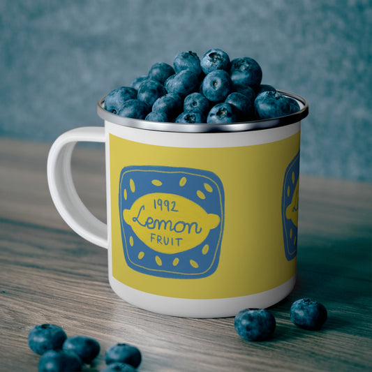 Lemon Fruit Camping Mug with Quirky Design, Outdoor Adventure Mug, Unique Gift for Hikers, Summer Camping Essentials, Ice Me Theme