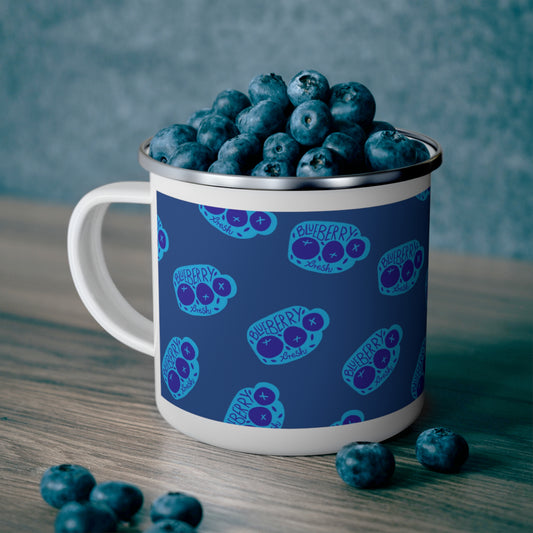 BLUEBERRY Camping Mug with Quirky Design, Outdoor Adventure Mug, Unique Gift for Hikers, Summer Camping Essentials, Ice Me Theme