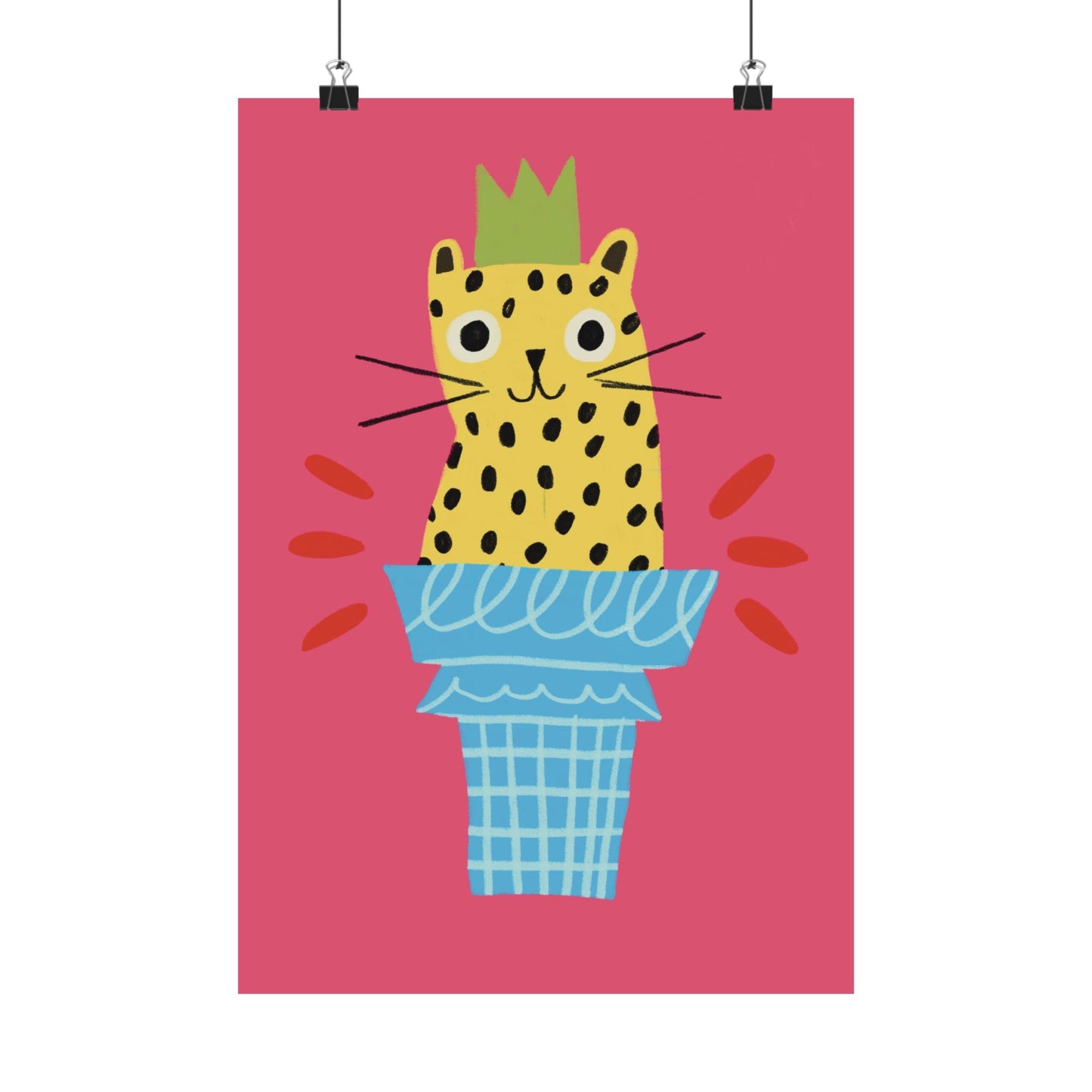 Ice Cream Cat - Vertical Posters - Fun Wall Decor, Gift for Foodies, Quirky Kitchen Art, Unique Home Decor, Pickle Lovers