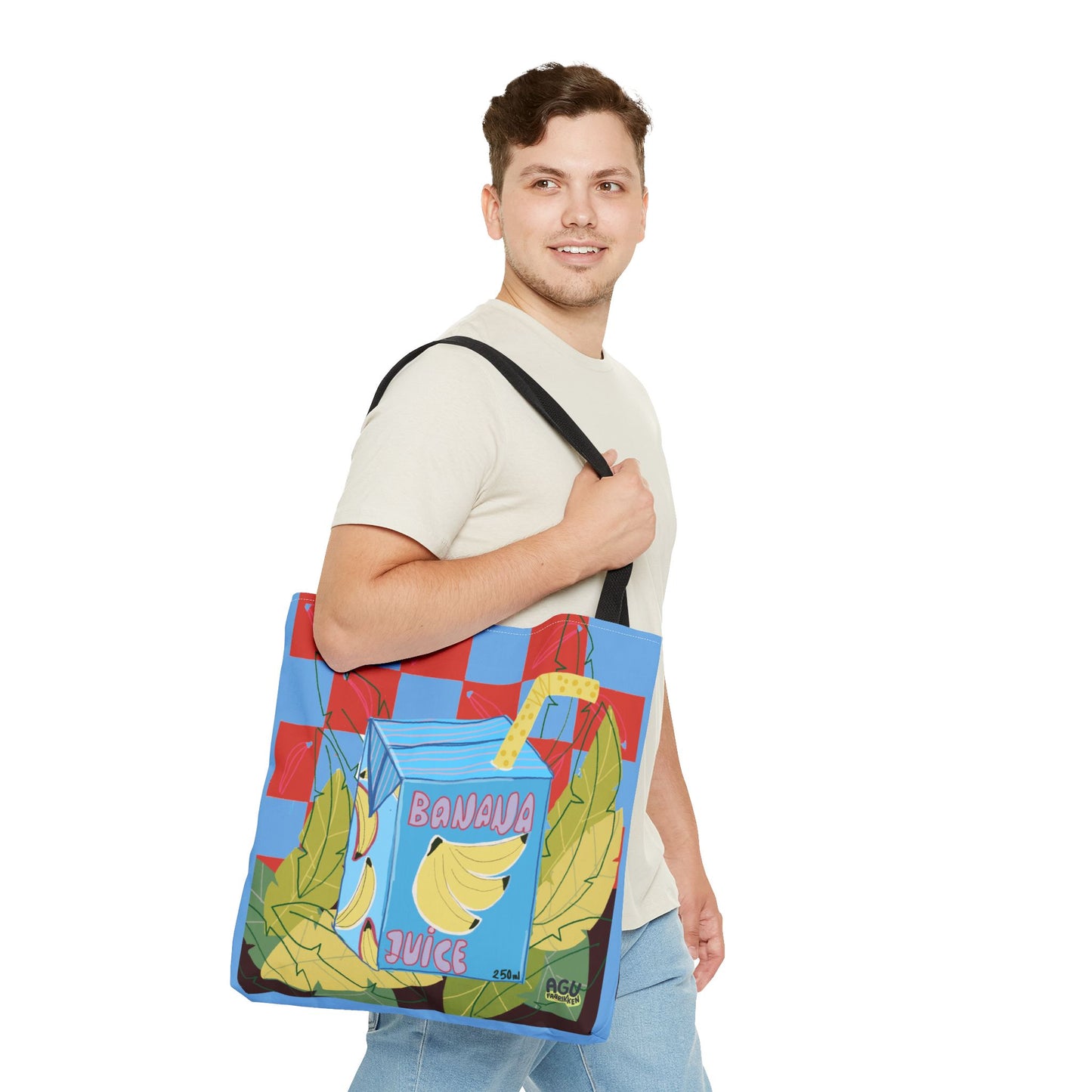 Playful Banana Juice Tote Bag, Fun Reusable Tote, Summer Beach Bag, Cute Grocery Bag, Eco-Friendly Shopping Tote