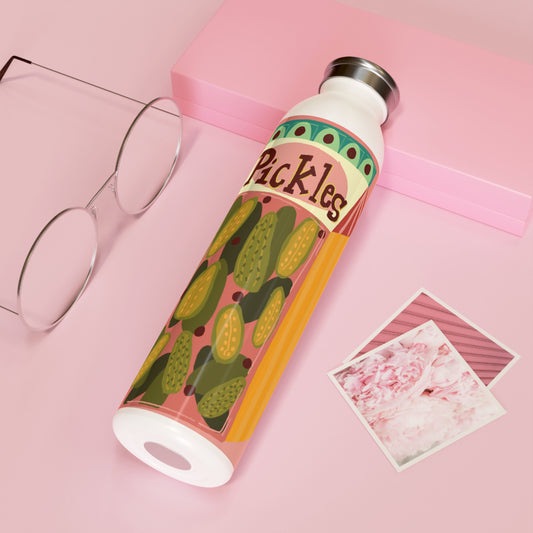 Slim Water Bottle with Pickles Design | Eco-Friendly Hydration, Gift for Kids, Summer Vibes, Fitness, Travel Mug