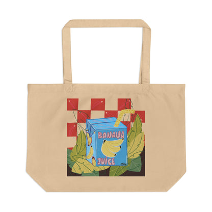 Banana Juice Eco Tote Bag, Reusable Grocery Bag, Beach Tote, Poolside Carryall, Eco-Friendly Gift for Travelers