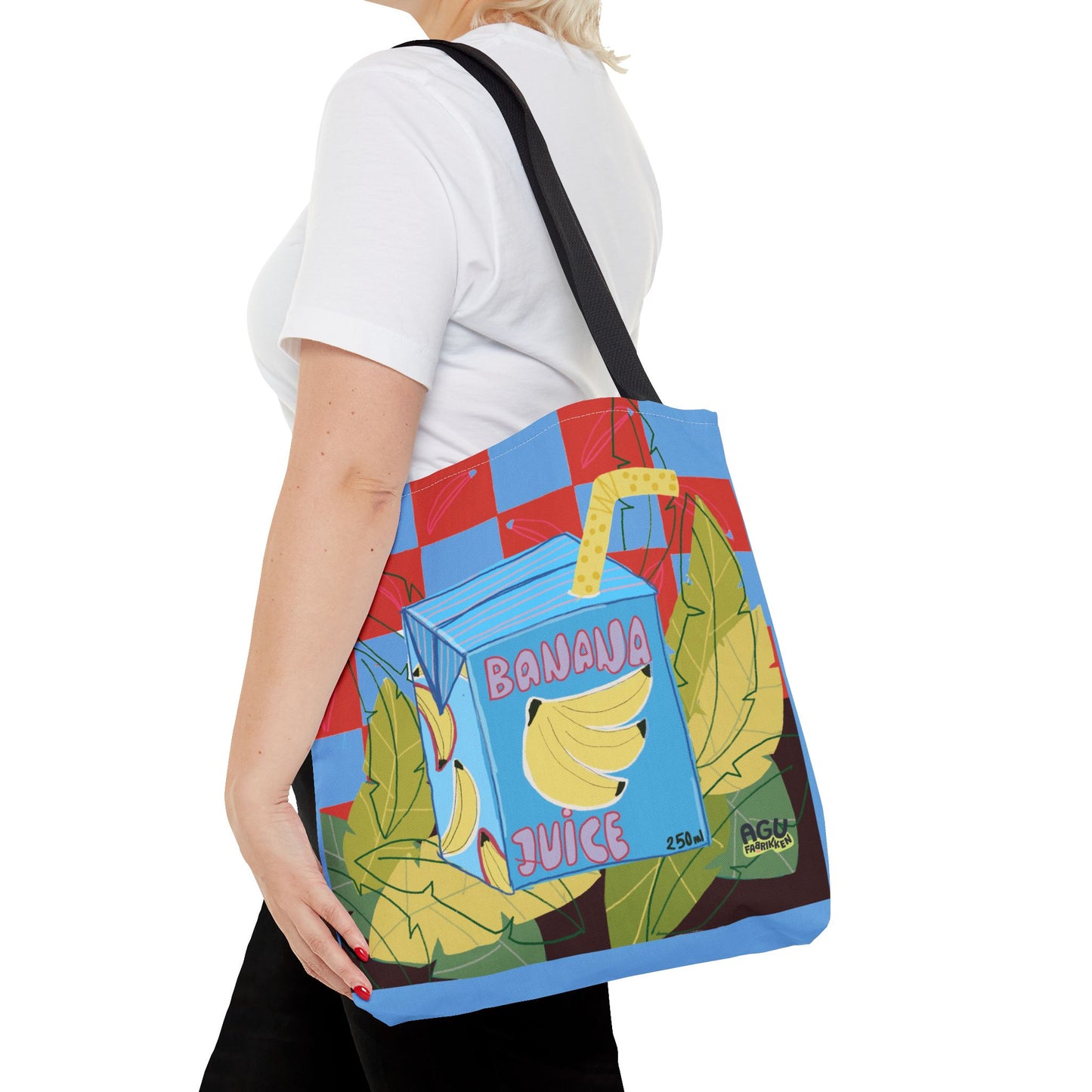 Playful Banana Juice Tote Bag, Fun Reusable Tote, Summer Beach Bag, Cute Grocery Bag, Eco-Friendly Shopping Tote