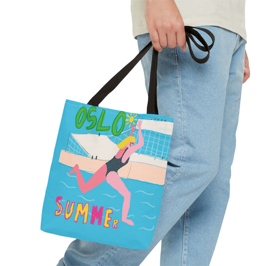 OSLO SUMMER Tote Bag, Fun Reusable Tote, Summer Beach Bag, Cute Grocery Bag, Eco-Friendly Shopping Tote