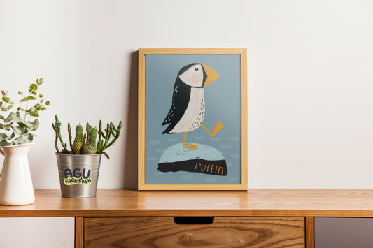 Puffin- Fun Wall Decor, Gift for Foodies, Quirky Kitchen Art, Unique Home Decor, Birds Lovers