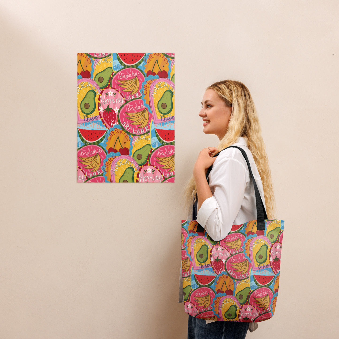 Fruit labels tote bag