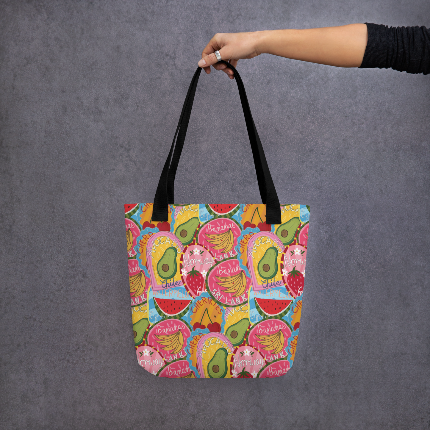 Fruit labels tote bag