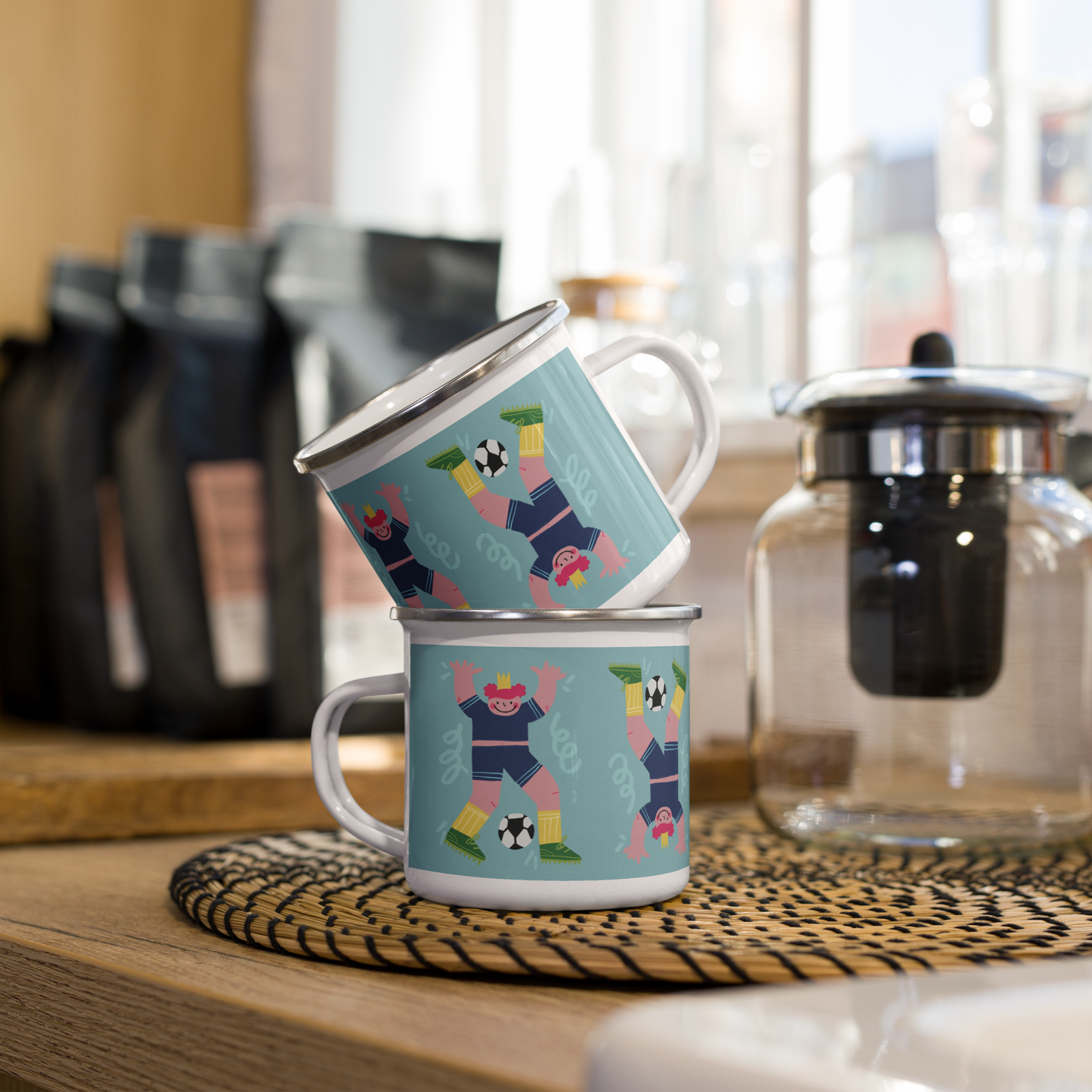 Football Girl Enamel Mug