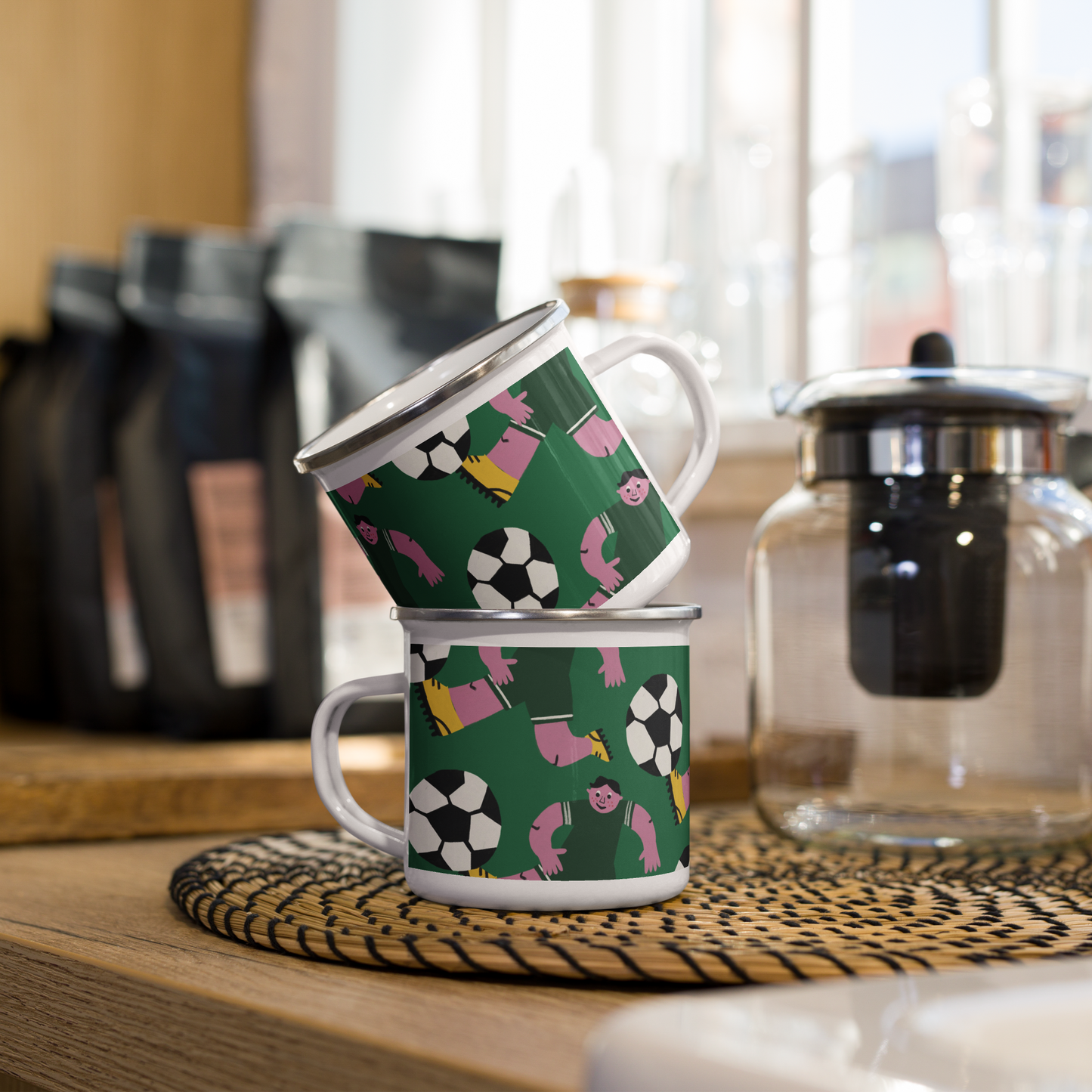 Football Player Enamel Mug