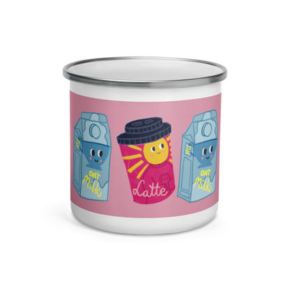 Oat Milk & Latte Enamel Mug