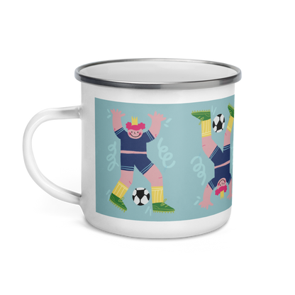 Football Girl Enamel Mug