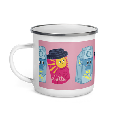Oat Milk & Latte Enamel Mug